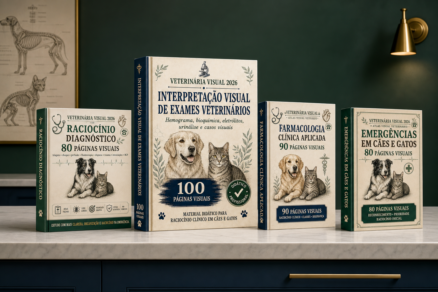 Coleção Veterinária Visual 2026 com quatro atlas clínicos